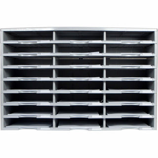 Storex Stackable Literature Sorter - 12000 x Sheet - 24 Compartment(s) - 9.50" x 12" - 20.5" Height x 14.1" Width31.4" Length - Gray - Plastic, Polystyrene - 1 Each