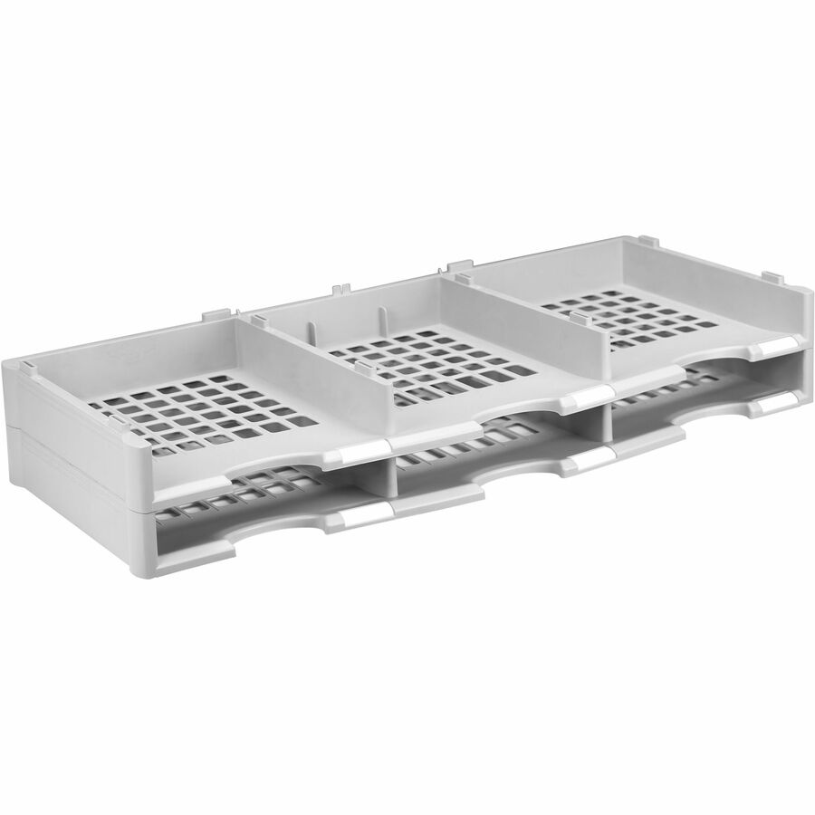 Storex Stackable Literature Sorter - 12000 x Sheet - 24 Compartment(s) - 9.50" x 12" - 20.5" Height x 14.1" Width31.4" Length - Gray - Plastic, Polystyrene - 1 Each