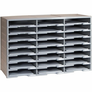 Storex Stackable Literature Sorter - 12000 x Sheet - 24 Compartment(s) - 9.50" x 12" - 20.5" Height x 14.1" Width31.4" Length - Gray - Plastic, Polystyrene - 1 Each