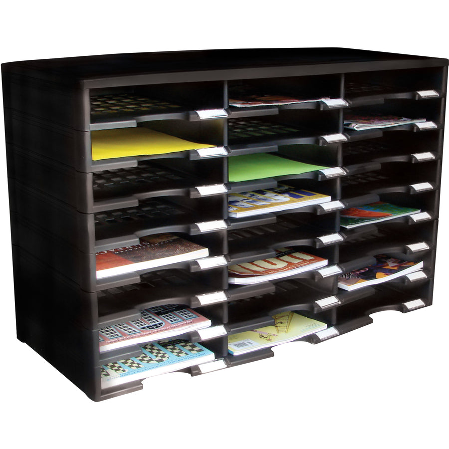 storex-stackable-literature-sorter-12000-x-sheet-24-compartments-950-x-12-205-height-x-141-width314-length-black-plastic-polystyrene-1-each_stx61435u01c - 2