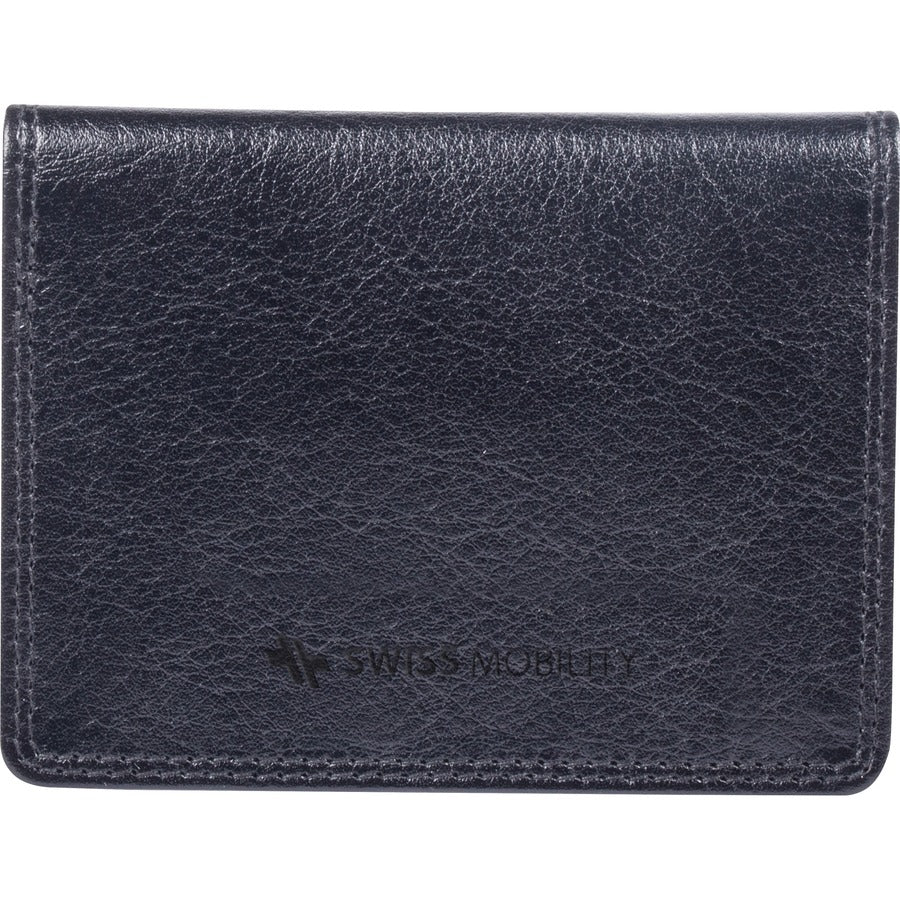 Swiss Mobility Carrying Case Business Card, License - Black - Leather Body - 0.8" Height x 3" Width x 4" Depth - 1 Each