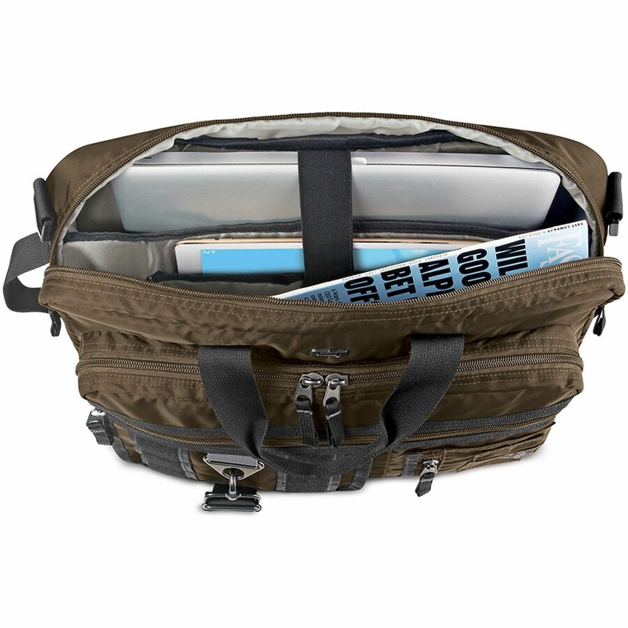 Zone Briefcase, Fits Devices Up to 15.6", Nylon, 4.25 x 17.5 x 17.5, Bronze