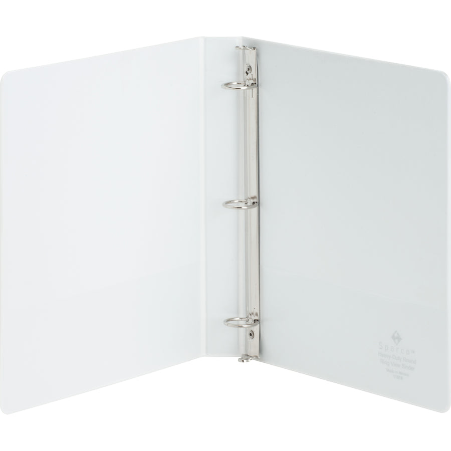 business-source-heavy-duty-view-binder-1-binder-capacity-letter-8-1-2-x-11-sheet-size-225-sheet-capacity-round-ring-fasteners-2-internal-pockets-polypropylene-covered-chipboard-white-wrinkle-free-non-glare-ink-transfer-resi_bsn19601 - 2
