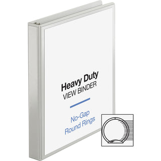 Business Source Heavy-duty View Binder - 1" Binder Capacity - Letter - 8 1/2" x 11" Sheet Size - 225 Sheet Capacity - Round Ring Fastener(s) - 2 Internal Pocket(s) - Polypropylene-covered Chipboard - White - Wrinkle-free, Non-glare, Ink-transfer Resi