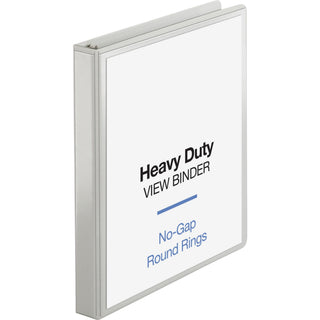 Business Source Heavy-duty View Binder - 1" Binder Capacity - Letter - 8 1/2" x 11" Sheet Size - 225 Sheet Capacity - Round Ring Fastener(s) - 2 Internal Pocket(s) - Polypropylene-covered Chipboard - White - Wrinkle-free, Non-glare, Ink-transfer Resi