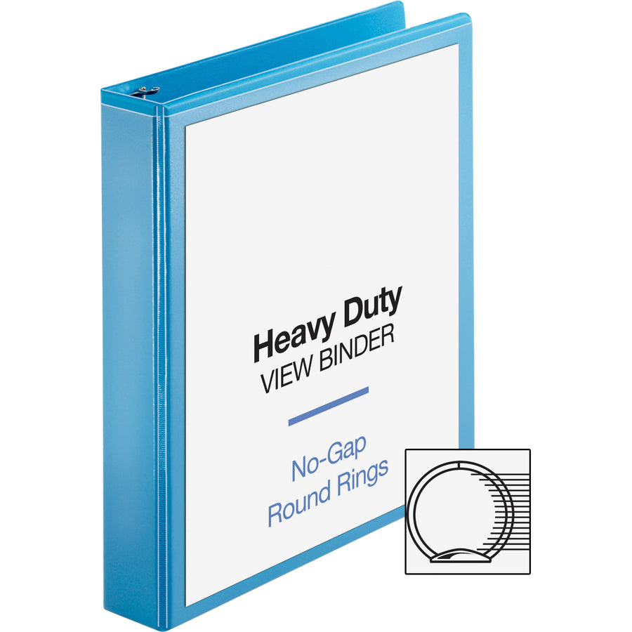 Business Source Heavy-duty View Binder - 1 1/2" Binder Capacity - Letter - 8 1/2" x 11" Sheet Size - 350 Sheet Capacity - Round Ring Fastener(s) - 2 Internal Pocket(s) - Polypropylene-covered Chipboard - Light Blue - Wrinkle-free, Non-glare, Ink-tran