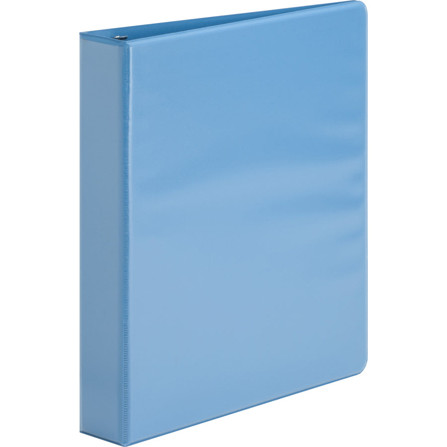 business-source-heavy-duty-view-binder-1-1-2-binder-capacity-letter-8-1-2-x-11-sheet-size-350-sheet-capacity-round-ring-fasteners-2-internal-pockets-polypropylene-covered-chipboard-light-blue-wrinkle-free-non-glare-ink-tran_bsn19652 - 6