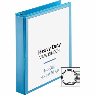 Business Source Heavy-duty View Binder - 1 1/2" Binder Capacity - Letter - 8 1/2" x 11" Sheet Size - 350 Sheet Capacity - Round Ring Fastener(s) - 2 Internal Pocket(s) - Polypropylene-covered Chipboard - Light Blue - Wrinkle-free, Non-glare, Ink-tran