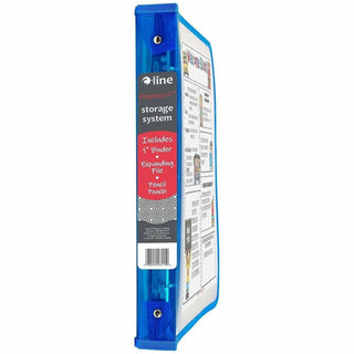 Zippered Binder with Expanding File, 2" Expansion, 7 Sections, Zipper Closure, 1/6-Cut Tabs, Letter Size, Bright Blue
