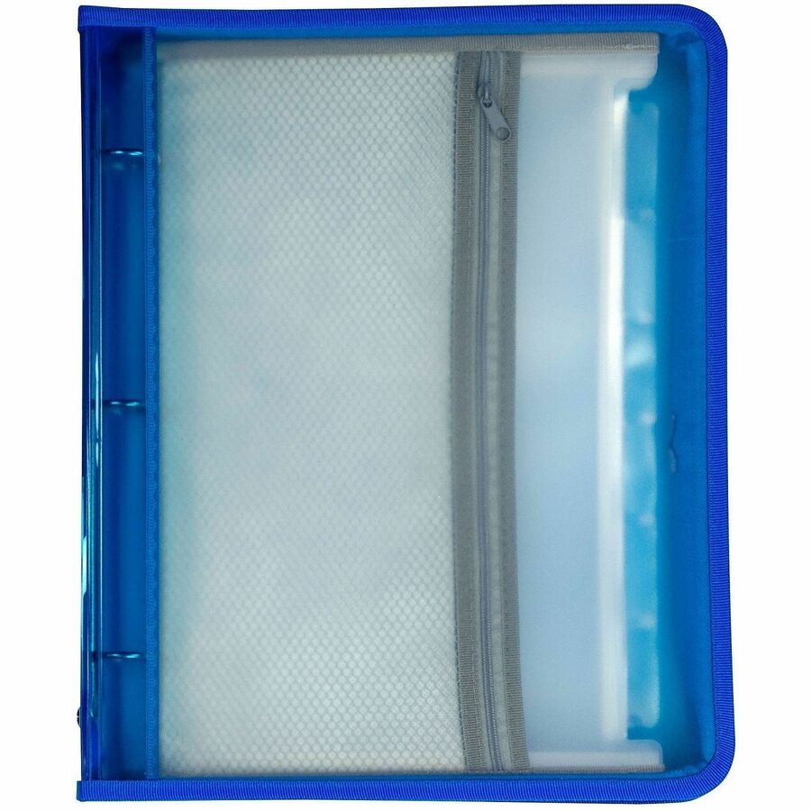 Zippered Binder with Expanding File, 2" Expansion, 7 Sections, Zipper Closure, 1/6-Cut Tabs, Letter Size, Bright Blue