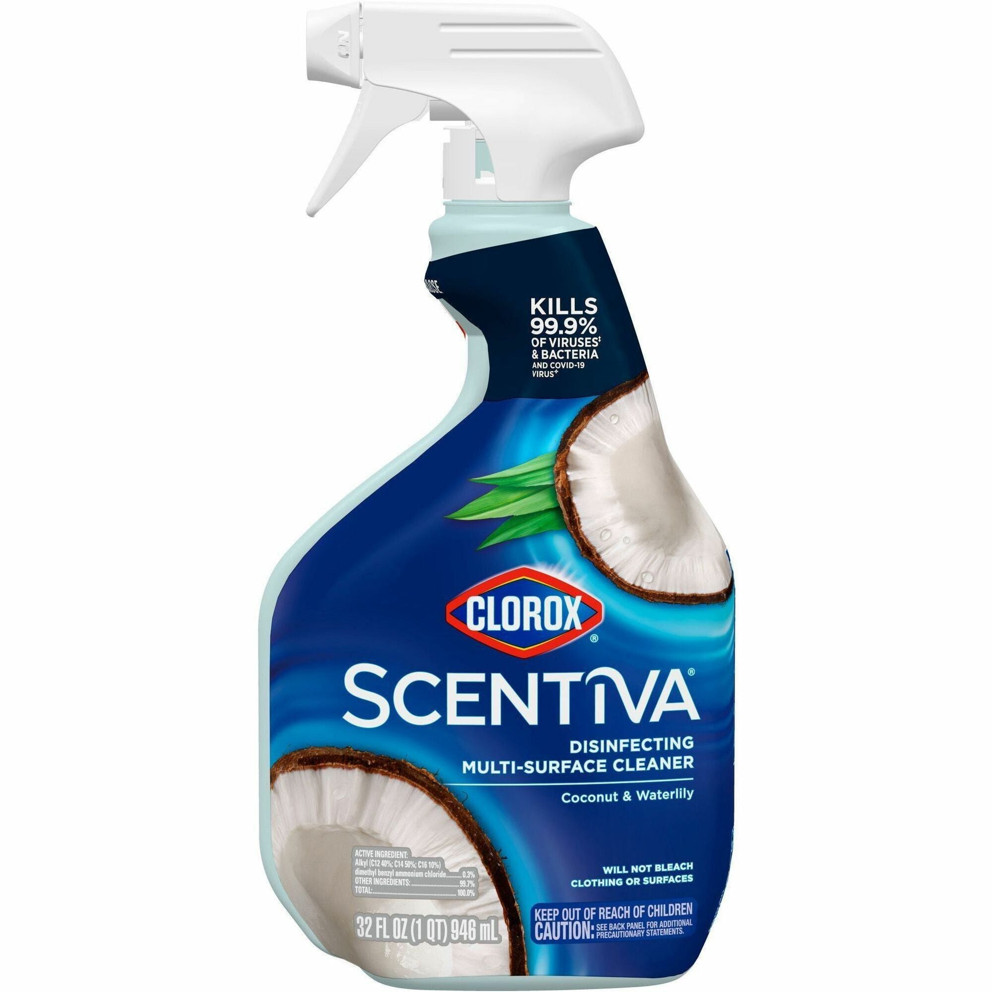 Clorox Scentiva Bleach-free Multi-Surface Cleaner - 32 fl oz (1 quart) - Pacific Breeze & Coconut Scent - 1 Each - Bleach-free, Chemical-free - White - 1