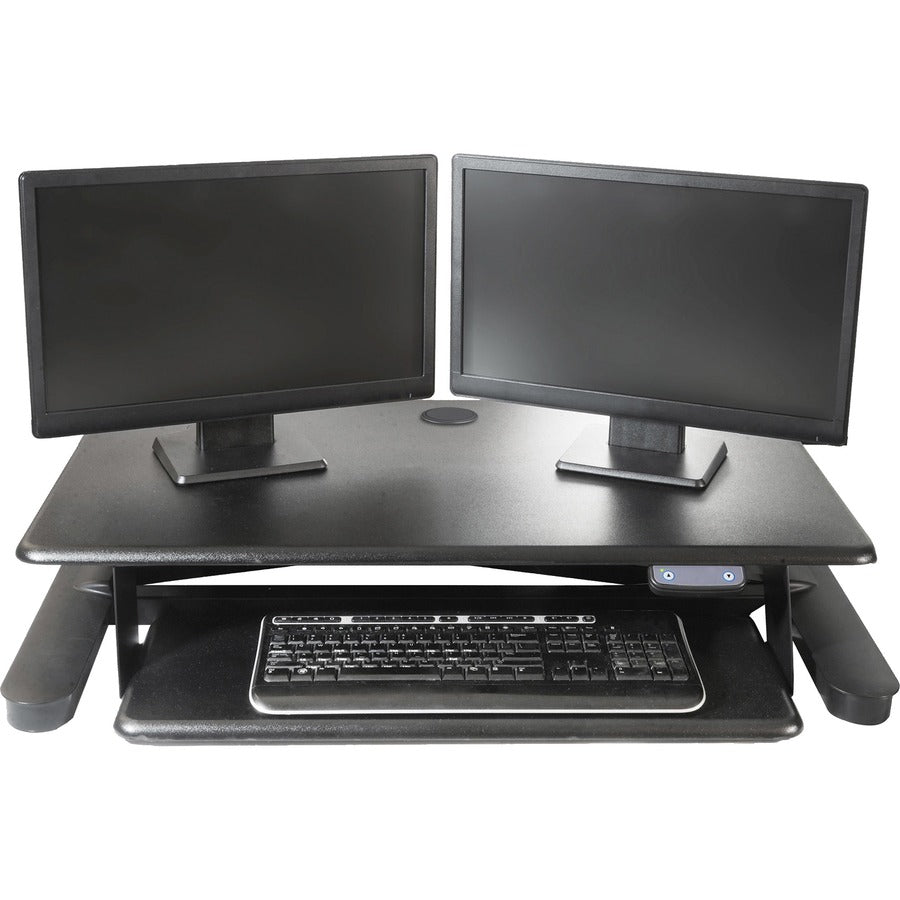 Kantek Electric Sit to Stand Workstation - Up to 24" Screen Support - 60 lb Load Capacity - 23.4" Height x 35" Width x 26" Depth - Desktop - Black