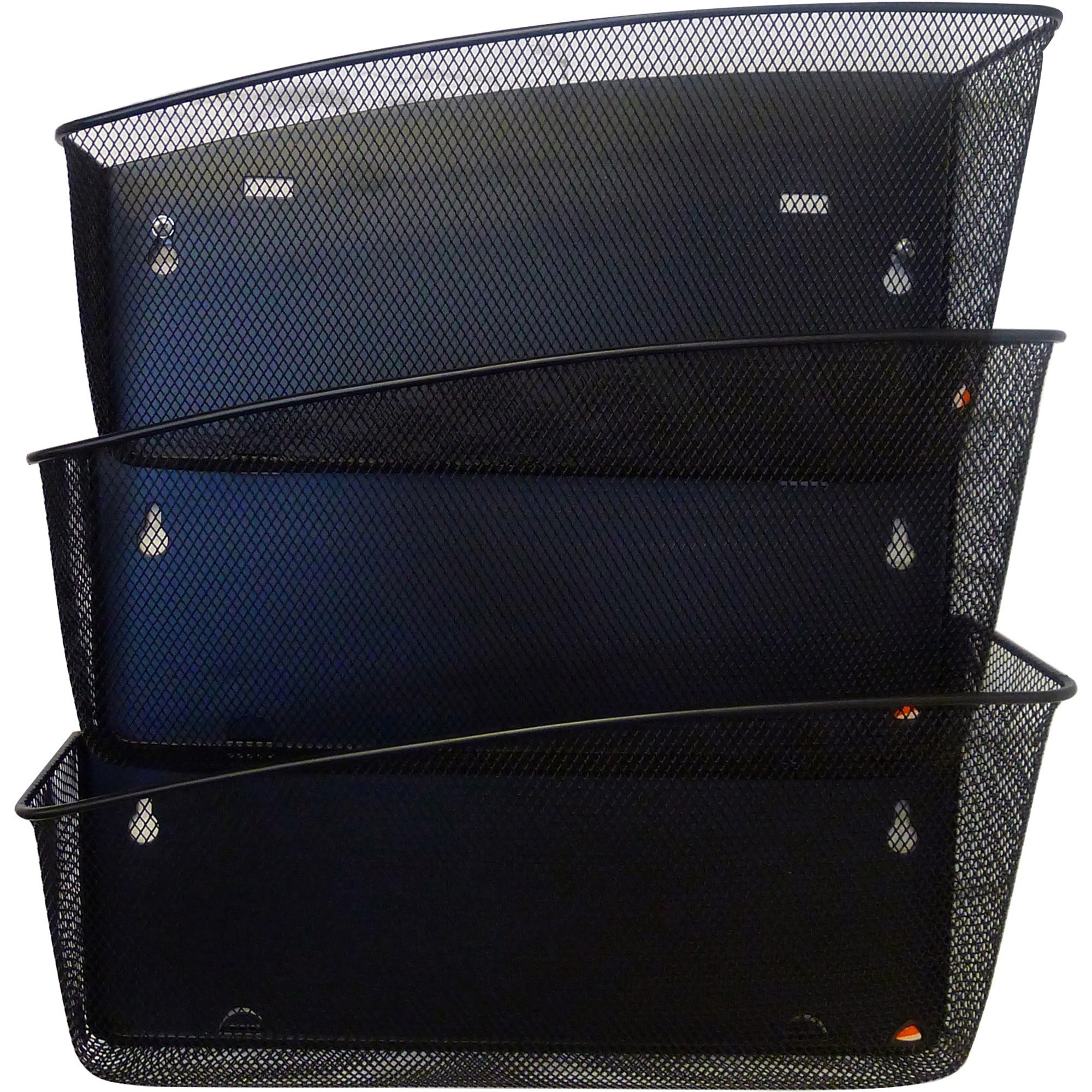 Alba Mesh Wall File Set - 3 Pocket(s) - Compartment Size 6.69" x 13.78" x 4.72" - 15.9" Height4.7" Depth x 13.8" Length - Black - Steel, Metal - 1 Each - 1