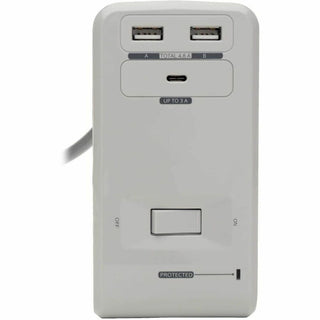Surge Protector, 6 AC Outlets/2 USB-A and 1 USB-C Ports, 8 ft Cord, 1,080 J, Gray