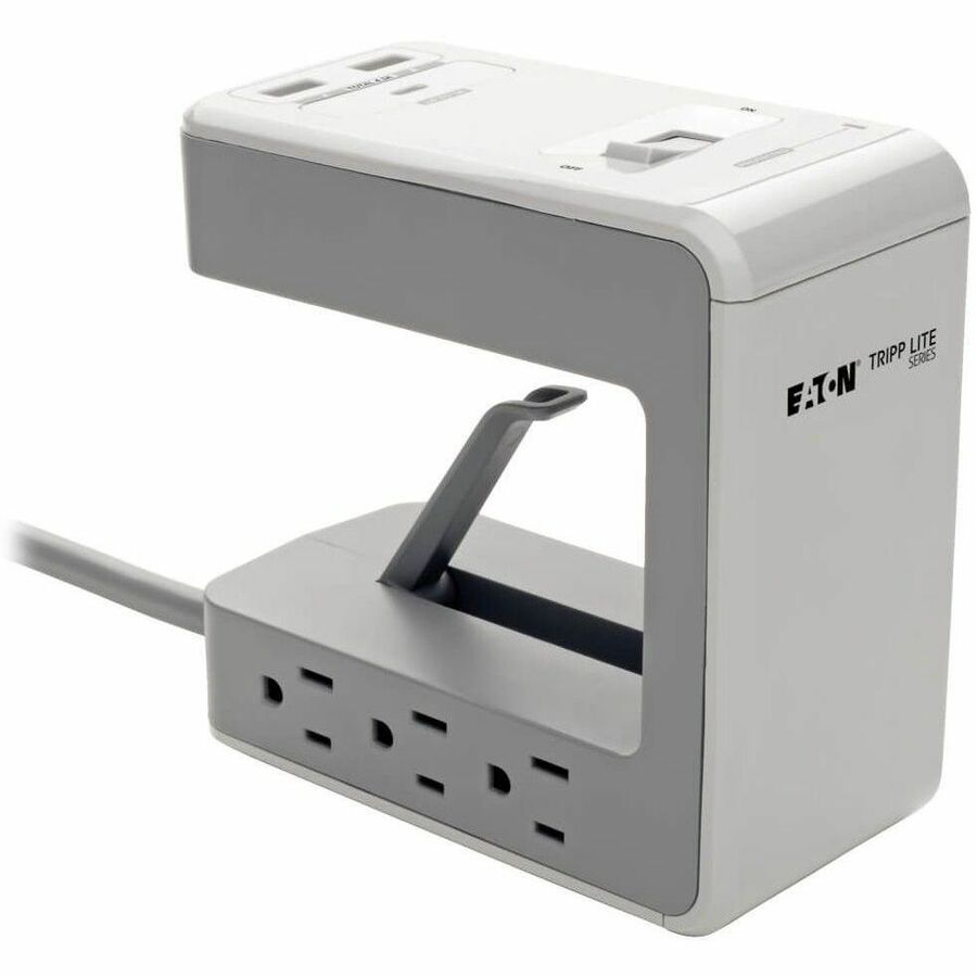 Surge Protector, 6 AC Outlets/2 USB-A and 1 USB-C Ports, 8 ft Cord, 1,080 J, Gray