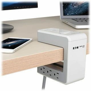 Surge Protector, 6 AC Outlets/2 USB-A and 1 USB-C Ports, 8 ft Cord, 1,080 J, Gray