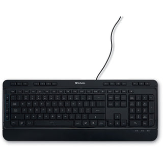 Verbatim Illuminated Wired Keyboard - Cable Connectivity - USB Type A Interface Media Player Hot Key(s) - Windows, Mac OS, Linux - Black