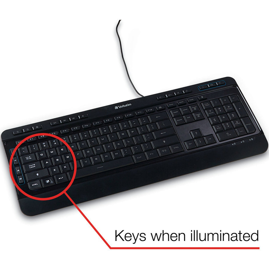 verbatim-illuminated-wired-keyboard-cable-connectivity-usb-type-a-interface-media-player-hot-keys-windows-mac-os-linux-black_ver99789 - 8