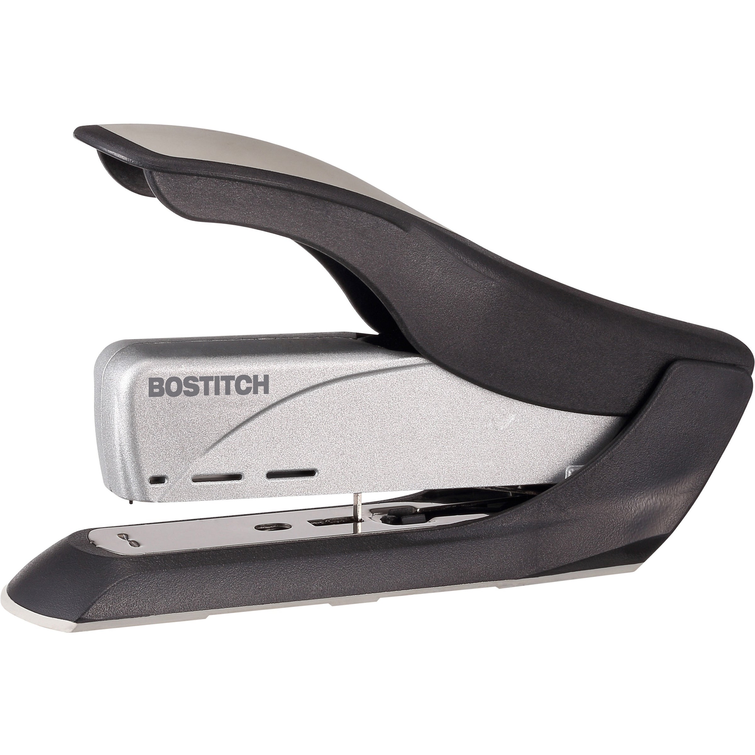 Spring-Powered Premium Heavy-Duty Stapler, 65-Sheet Capacity, Black/Silver