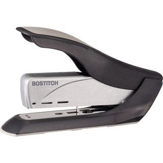 Spring-Powered Premium Heavy-Duty Stapler, 65-Sheet Capacity, Black/Silver