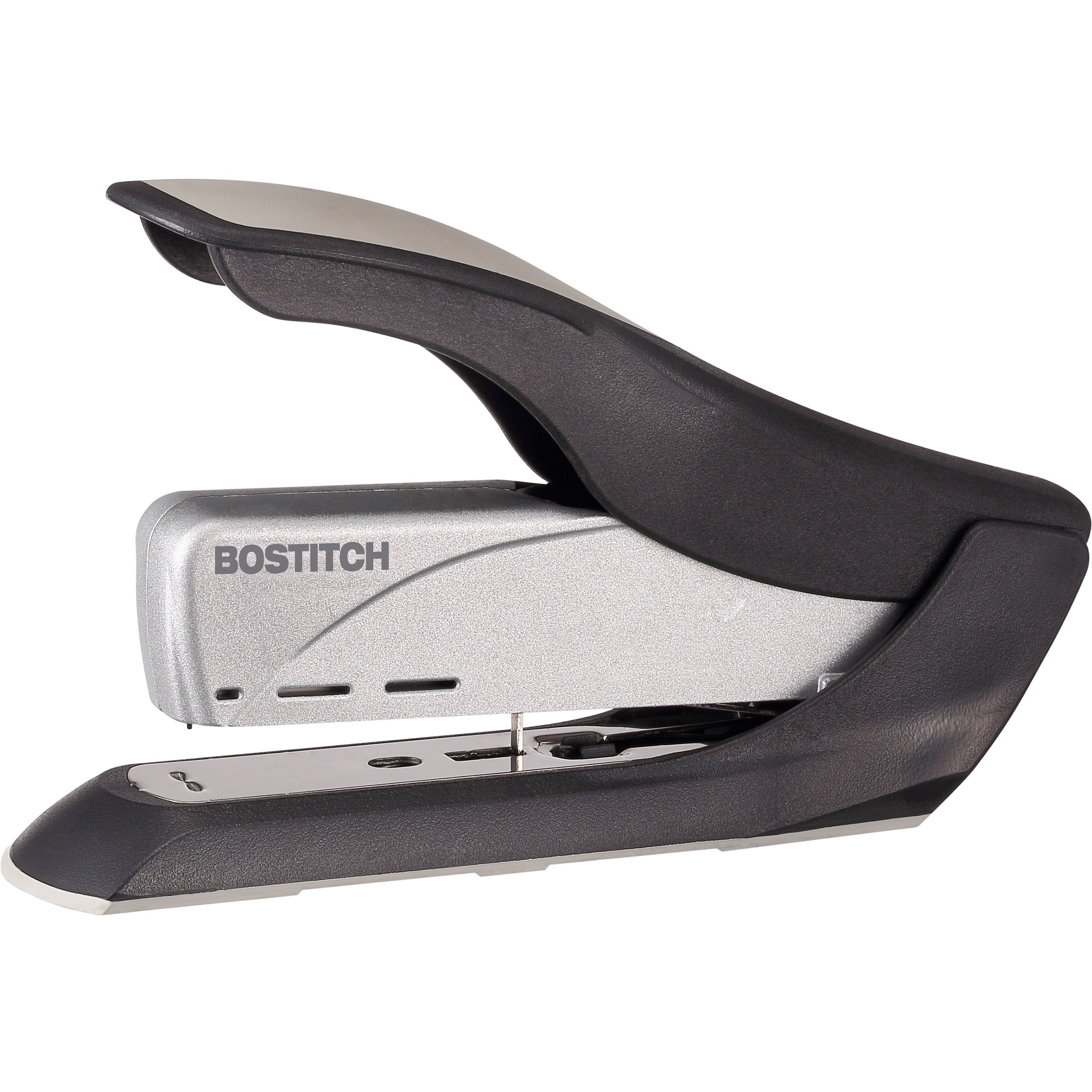 Spring-Powered Premium Heavy-Duty Stapler, 65-Sheet Capacity, Black/Silver