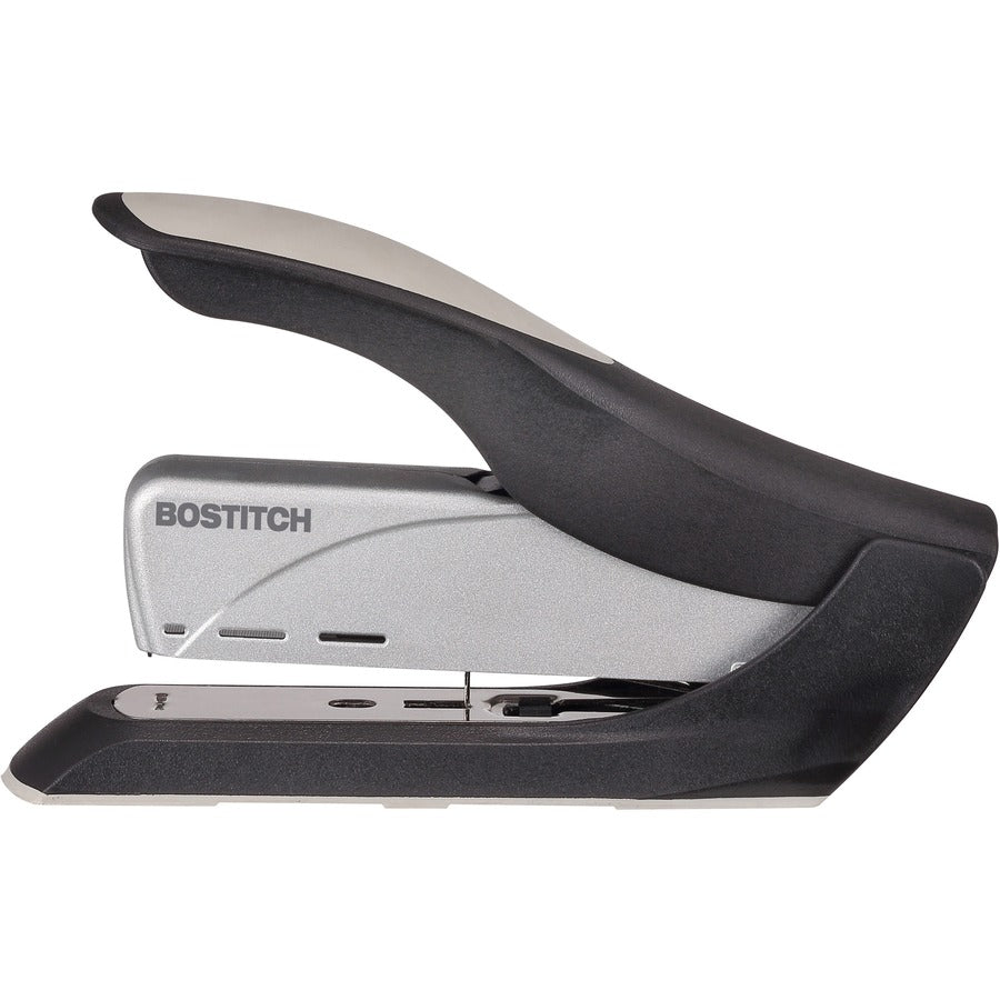 Spring-Powered Premium Heavy-Duty Stapler, 65-Sheet Capacity, Black/Silver