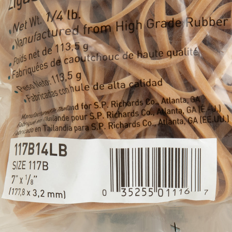 Business Source Rubber Bands - Size: #117B - 7" Length - 125 mil Thickness - Stretchable - 1 / Bag - Natural