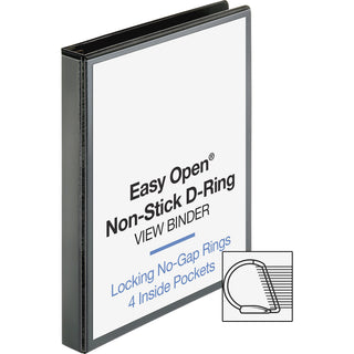Business Source Locking D-Ring View Binder - 1" Binder Capacity - Letter - 8 1/2" x 11" Sheet Size - 200 Sheet Capacity - D-Ring Fastener(s) - 4 Inside Front & Back Pocket(s) - Polypropylene, Chipboard - Black - Recycled - Locking Ring, Clear Overlay