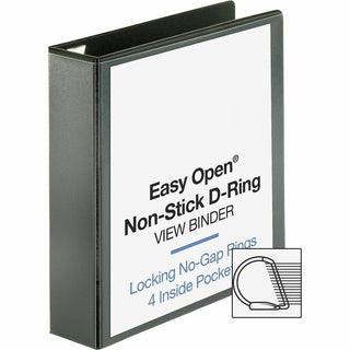 Business Source Locking D-Ring View Binder - 2" Binder Capacity - Letter - 8 1/2" x 11" Sheet Size - 500 Sheet Capacity - D-Ring Fastener(s) - 4 Inside Front & Back Pocket(s) - Polypropylene, Chipboard - Black - Recycled - Locking Ring, Clear Overlay