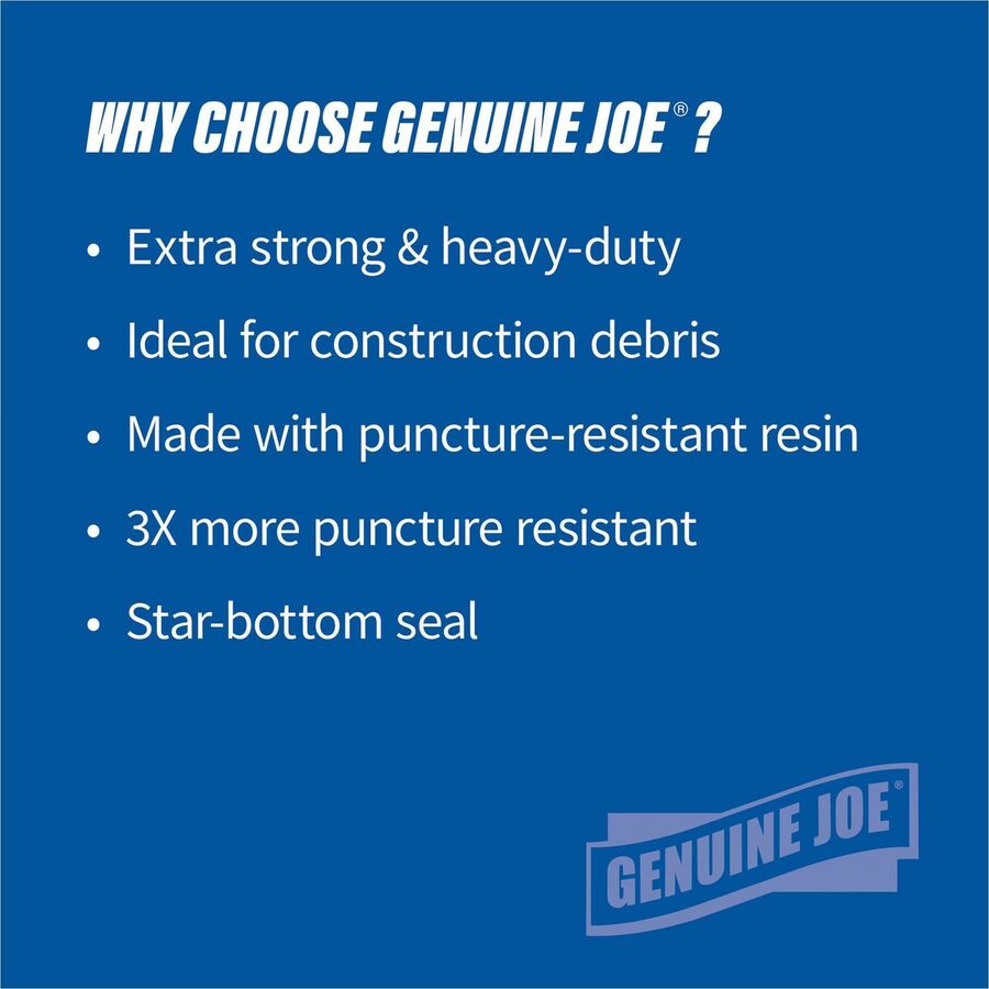 Genuine Joe Heavy-Duty Trash Can Liners - 60 gal Capacity - 39" Width x 56" Length - 1.50 mil (38 Micron) Thickness - Low Density - Black - Plastic Resin - 96/Pallet - 50 Per Box - Waste, Debris, Can