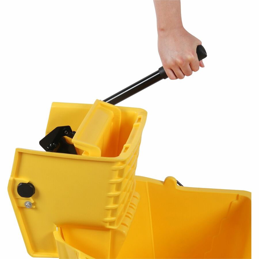 Genuine Joe 35-quart Side Press Mop Bucket & Wringer Combo - 8.75 gal - Caster - 21" x 16" x 14" - Yellow - 18 / Pallet