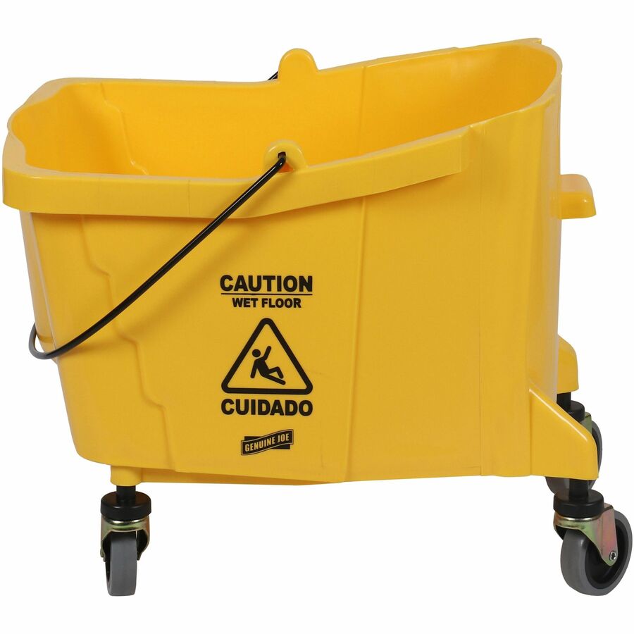 Genuine Joe 35-quart Side Press Mop Bucket & Wringer Combo - 8.75 gal - Caster - 21" x 16" x 14" - Yellow - 18 / Pallet
