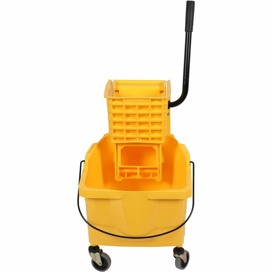 Genuine Joe 35-quart Side Press Mop Bucket & Wringer Combo - 8.75 gal - Caster - 21" x 16" x 14" - Yellow - 18 / Pallet