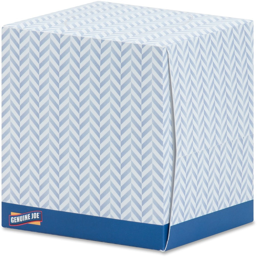 Genuine Joe Cube Box Facial Tissue - 2 Ply - Interfolded - White - Soft, Comfortable, Smooth - For Face, Skin, Home, Office, Business - 85 Per Box - 1728 / Pallet