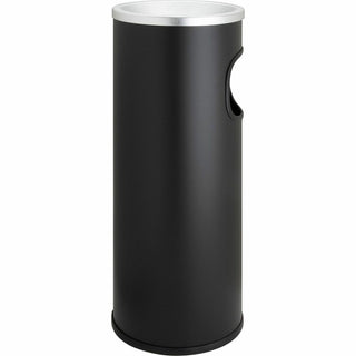 Genuine Joe Fire-safe 3-Gallon Ashtray Receptacle - 3 gal Capacity - Fire-Safe, Removable Lid - Stainless Steel, Aluminum - Black, Aluminum - 50 / Pallet