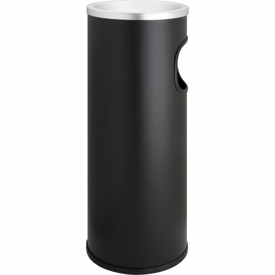 Genuine Joe Fire-safe 3-Gallon Ashtray Receptacle - 3 gal Capacity - Fire-Safe, Removable Lid - Stainless Steel, Aluminum - Black, Aluminum - 50 / Pallet
