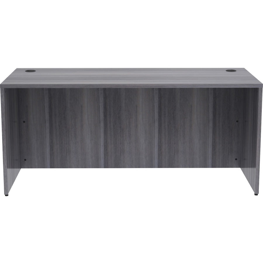 Lorell Essentials Series Rectangular Desk Shell - 66" x 30"29.5" , 1" Top - Laminate, Weathered Charcoal Table Top - Grommet