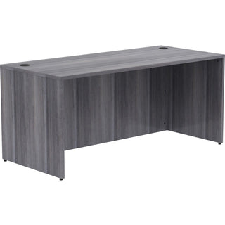 Lorell Essentials Series Rectangular Desk Shell - 66" x 30"29.5" , 1" Top - Laminate, Weathered Charcoal Table Top - Grommet