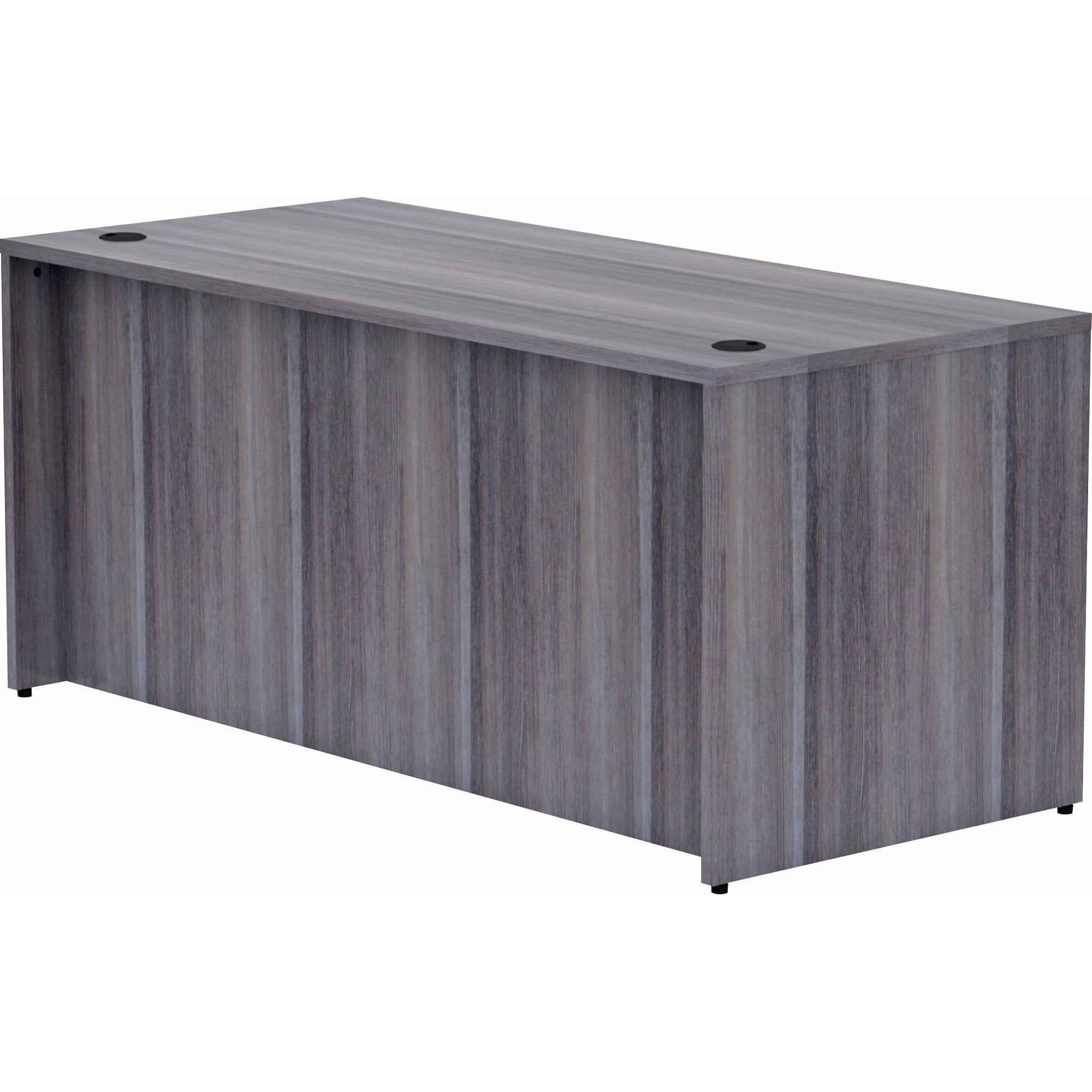 lorell-essentials-series-rectangular-desk-shell-66-x-30295--1-top-laminate-weathered-charcoal-table-top-grommet_llr69546 - 1