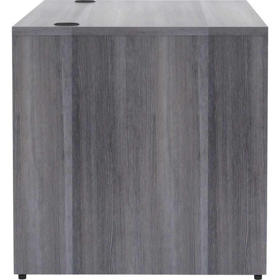 Lorell Essentials Series Rectangular Desk Shell - 66" x 30"29.5" , 1" Top - Laminate, Weathered Charcoal Table Top - Grommet
