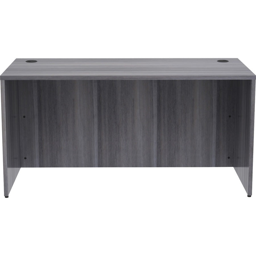 Lorell Essentials Series Rectangular Desk Shell - 60" x 30"29.5" , 1" Top - Laminate, Weathered Charcoal Table Top - Grommet
