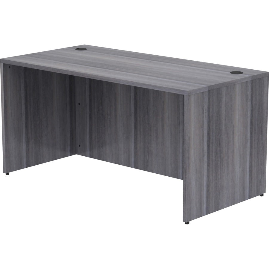 Lorell Essentials Series Rectangular Desk Shell - 60" x 30"29.5" , 1" Top - Laminate, Weathered Charcoal Table Top - Grommet