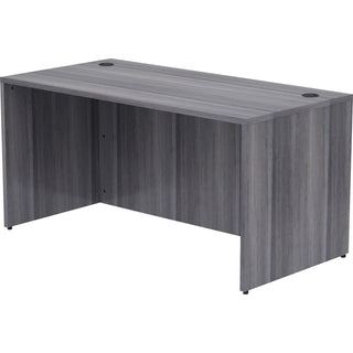 Lorell Essentials Series Rectangular Desk Shell - 60" x 30"29.5" , 1" Top - Laminate, Weathered Charcoal Table Top - Grommet