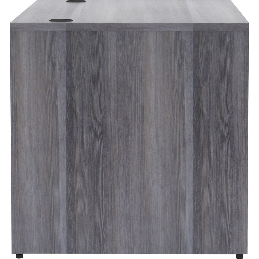 Lorell Essentials Series Rectangular Desk Shell - 60" x 30"29.5" , 1" Top - Laminate, Weathered Charcoal Table Top - Grommet