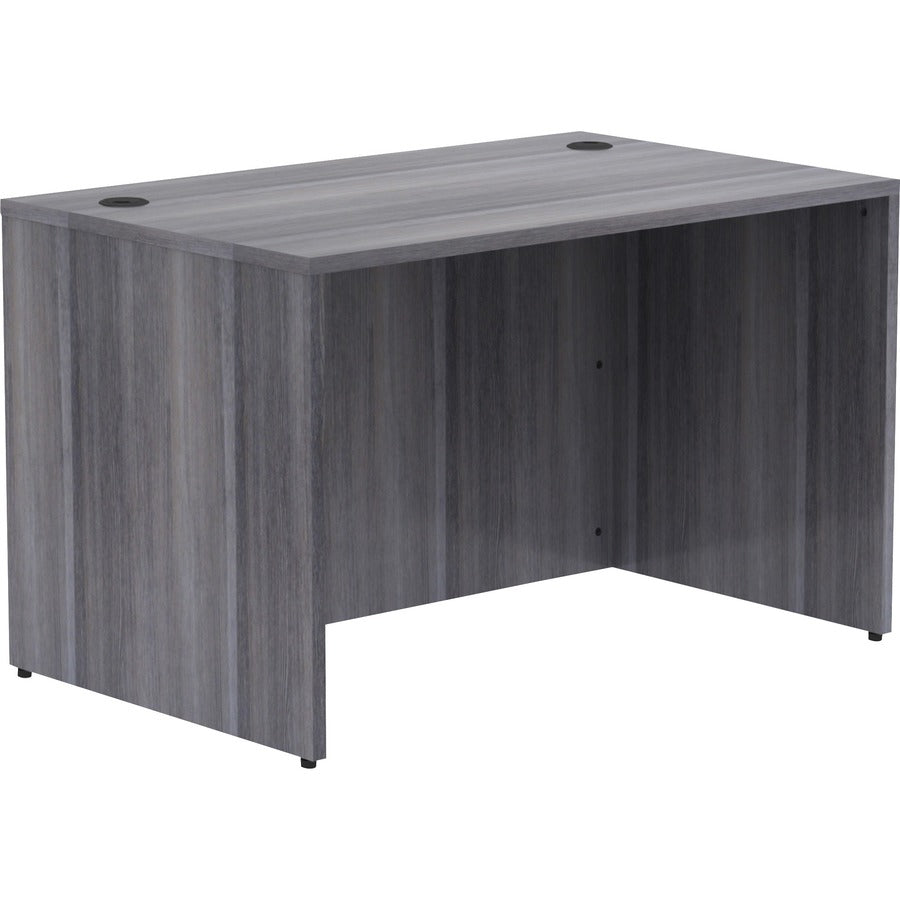 Lorell Essentials Series Rectangular Desk Shell - 48" x 30"29.5" , 1" Top - Laminate, Weathered Charcoal Table Top - Grommet
