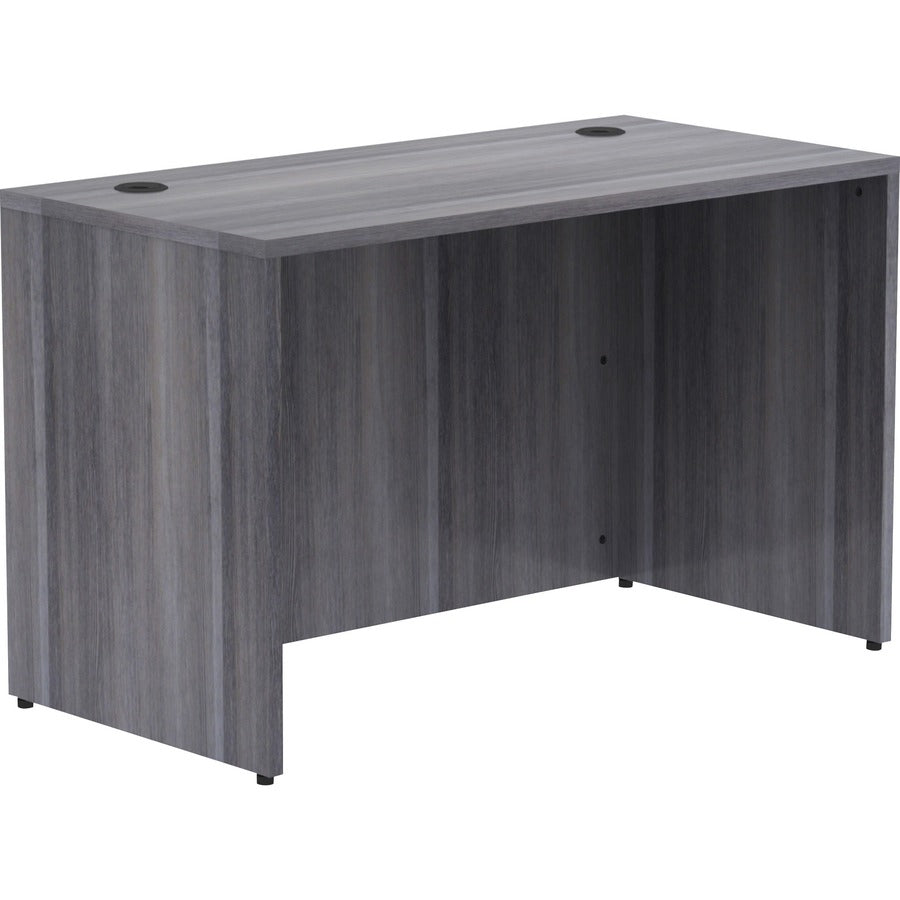 Lorell Essentials Series Rectangular Desk Shell - 48" x 24"29.5" , 1" Top - Laminate, Weathered Charcoal Table Top - Grommet
