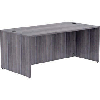 Lorell Essentials Series Rectangular Desk Shell - 72" x 36"29.5" , 1" Top - Laminate, Weathered Charcoal Table Top - Grommet