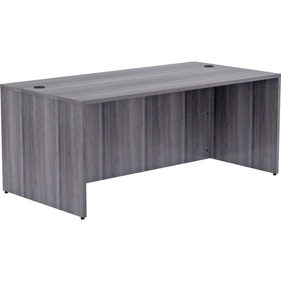Lorell Essentials Series Rectangular Desk Shell - 72" x 36"29.5" , 1" Top - Laminate, Weathered Charcoal Table Top - Grommet