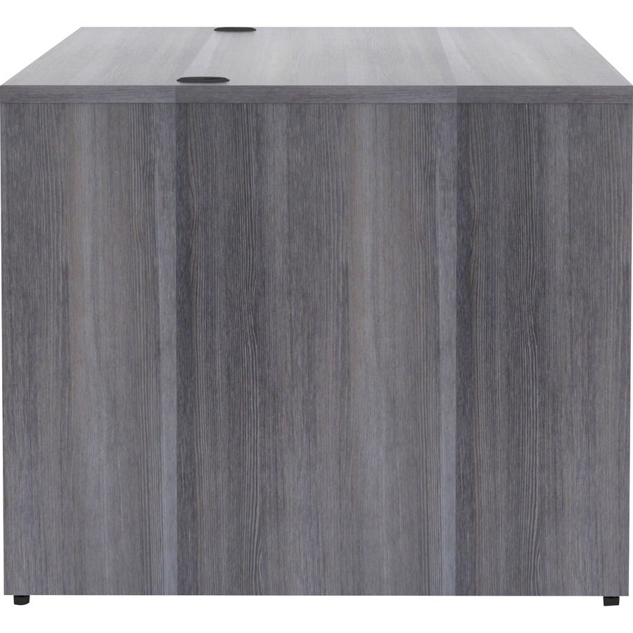 Lorell Essentials Series Rectangular Desk Shell - 72" x 36"29.5" , 1" Top - Laminate, Weathered Charcoal Table Top - Grommet