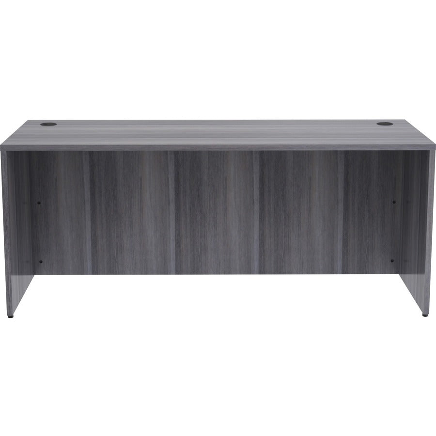Lorell Essentials Series Rectangular Desk Shell - 72" x 30"29.5" , 1" Top - Laminate, Weathered Charcoal Table Top - Grommet